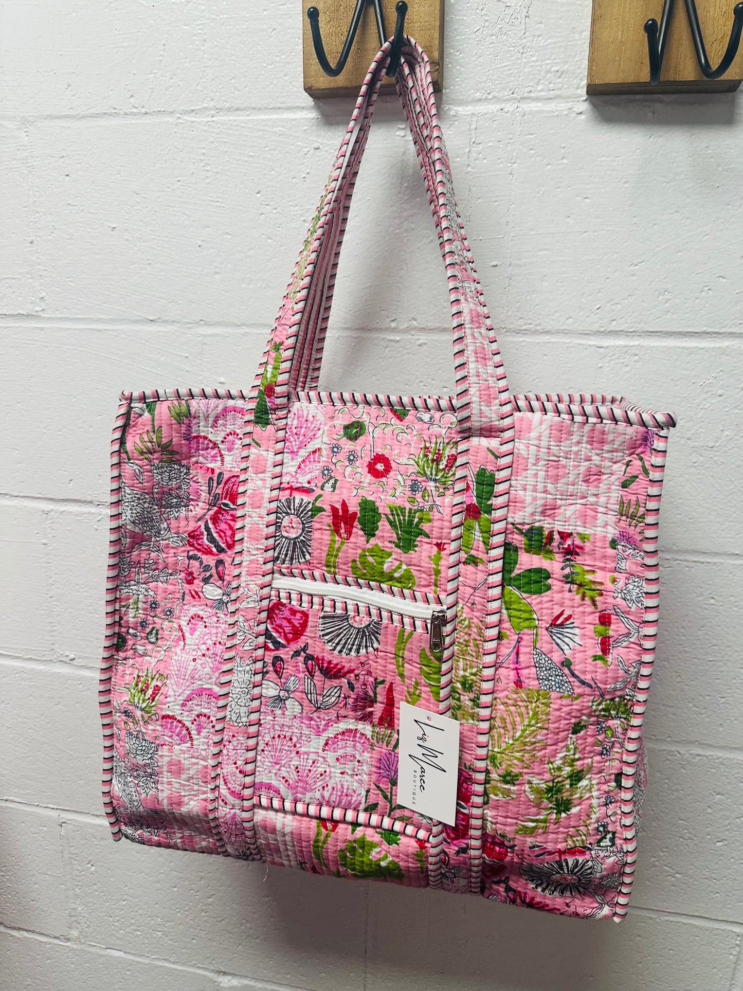 The Baby Pink Patchwork Quilted Tote Bag