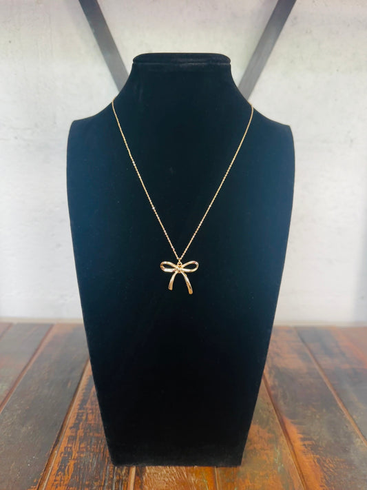 Gold Bow Pendant Necklace