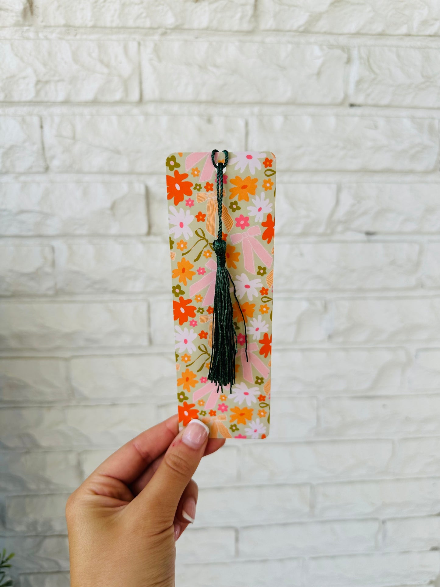 Orange Coquette Floral Tassel Bookmark