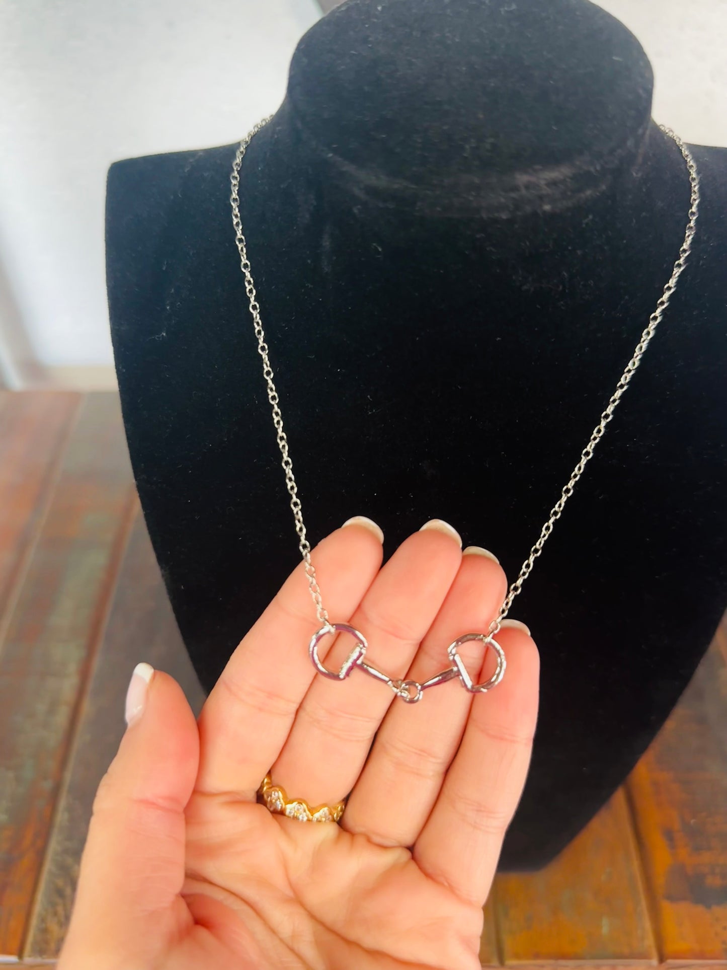 Silver Linked Horsebit Necklace
