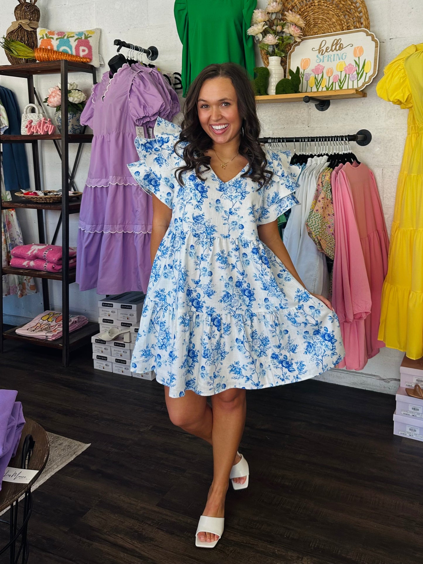 The Savannah Blue Floral Print Dress