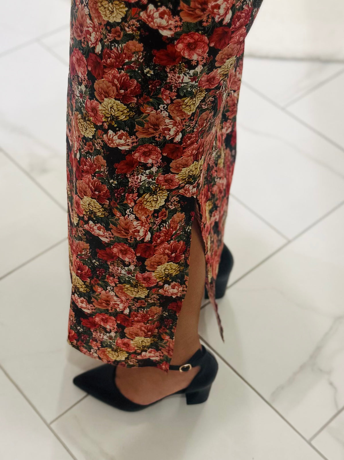 The Anabelle Brick Floral Midi Dress