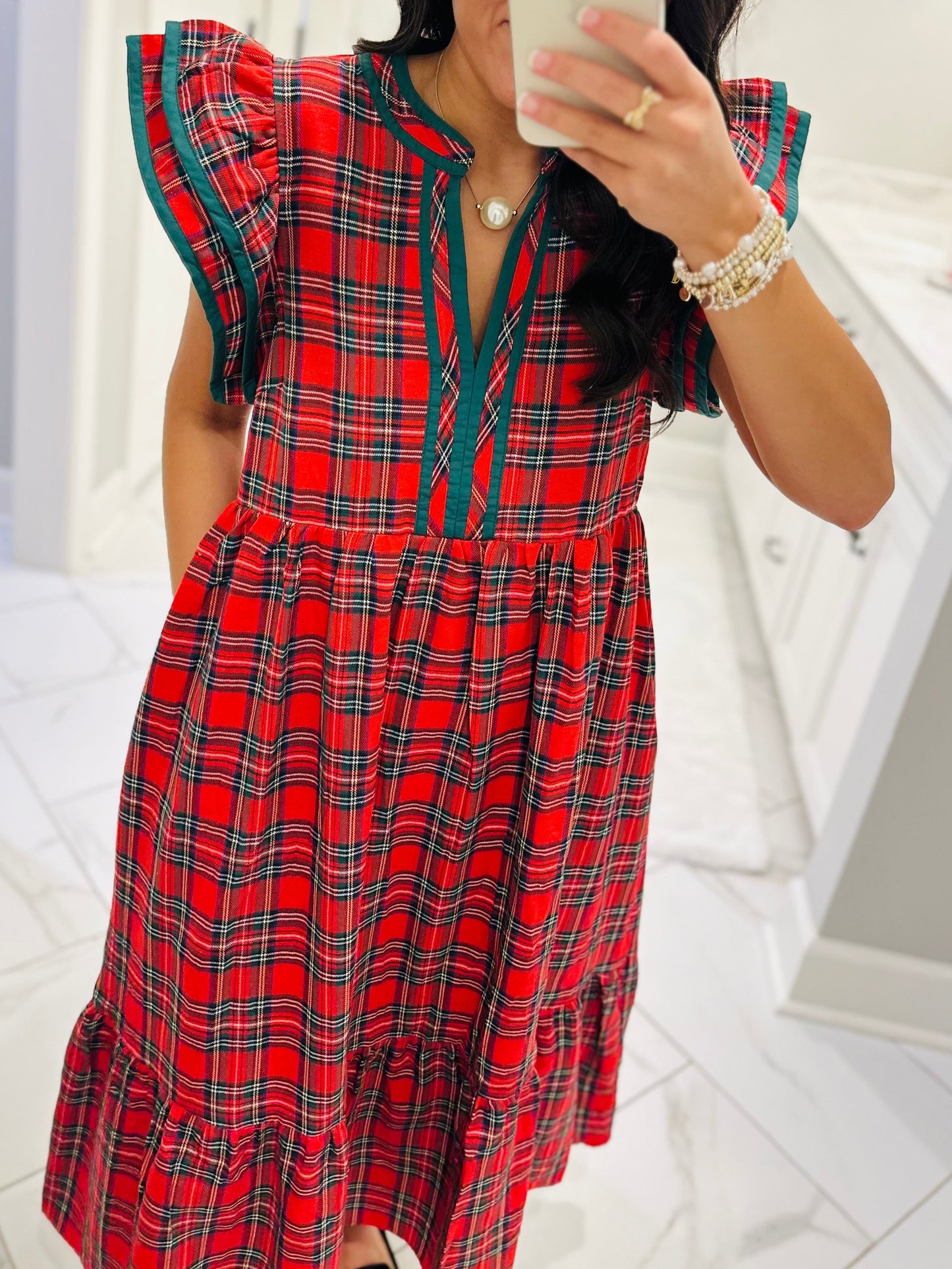 The Faith Holiday Plaid Midi Dress