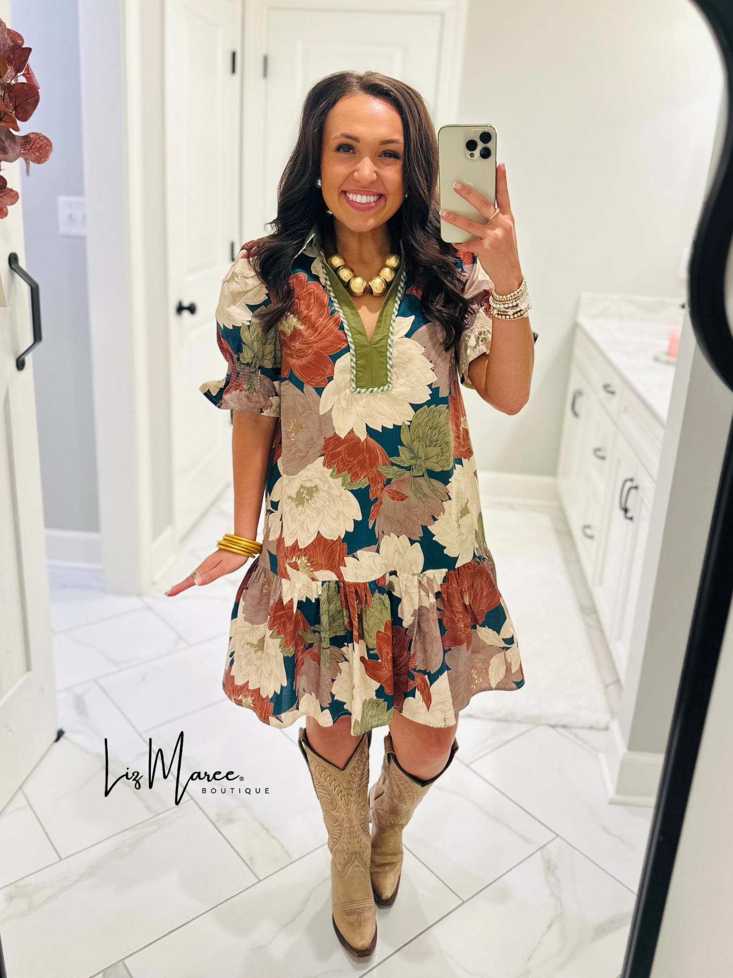 The Willow Teal Green Floral Dress