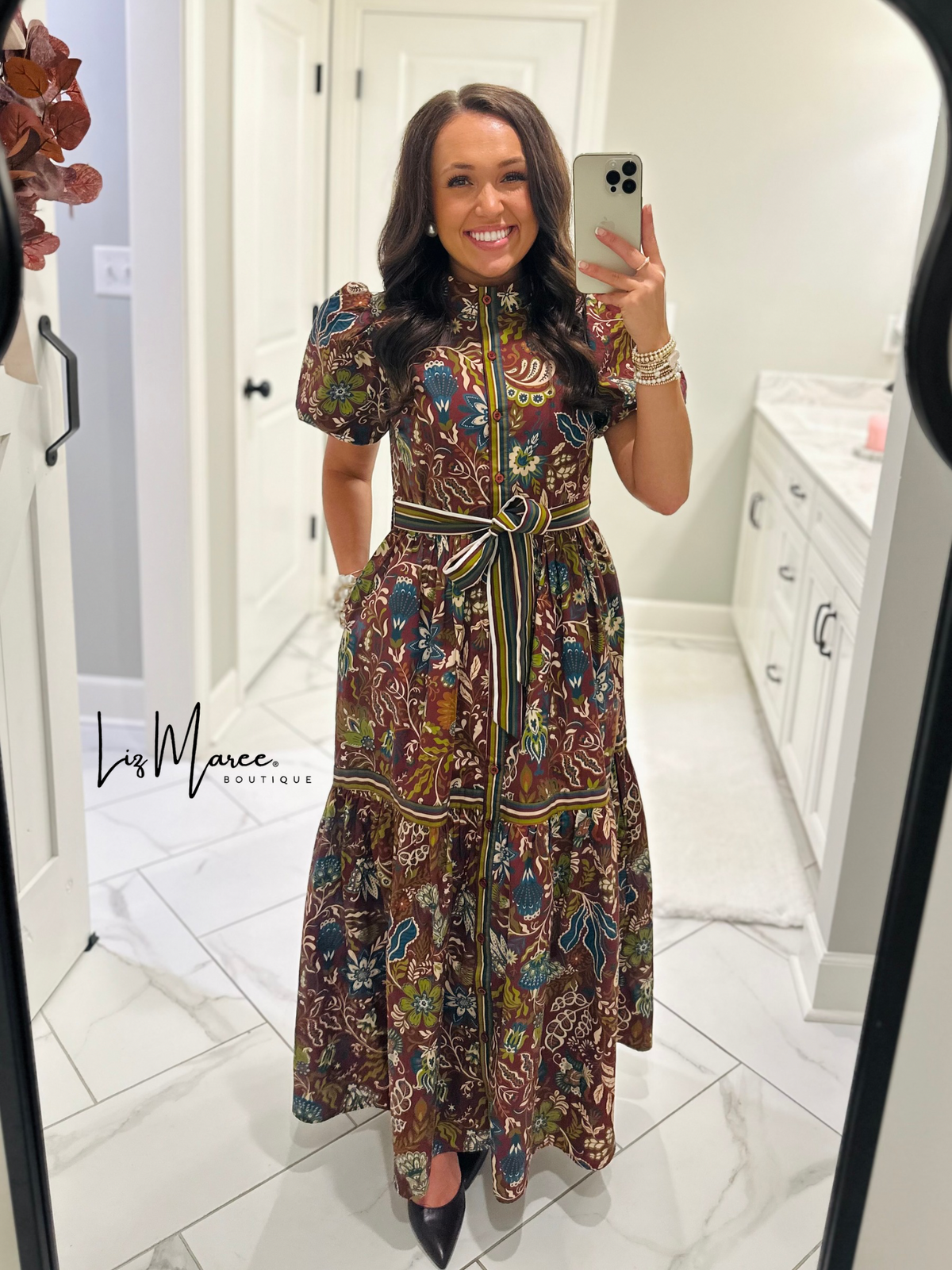The Wren Burgundy Floral Maxi Dress