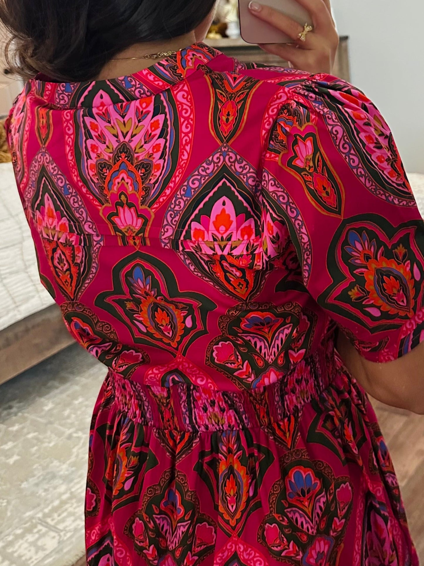 The Azura Berry Pink Floral Poplin Maxi Dress