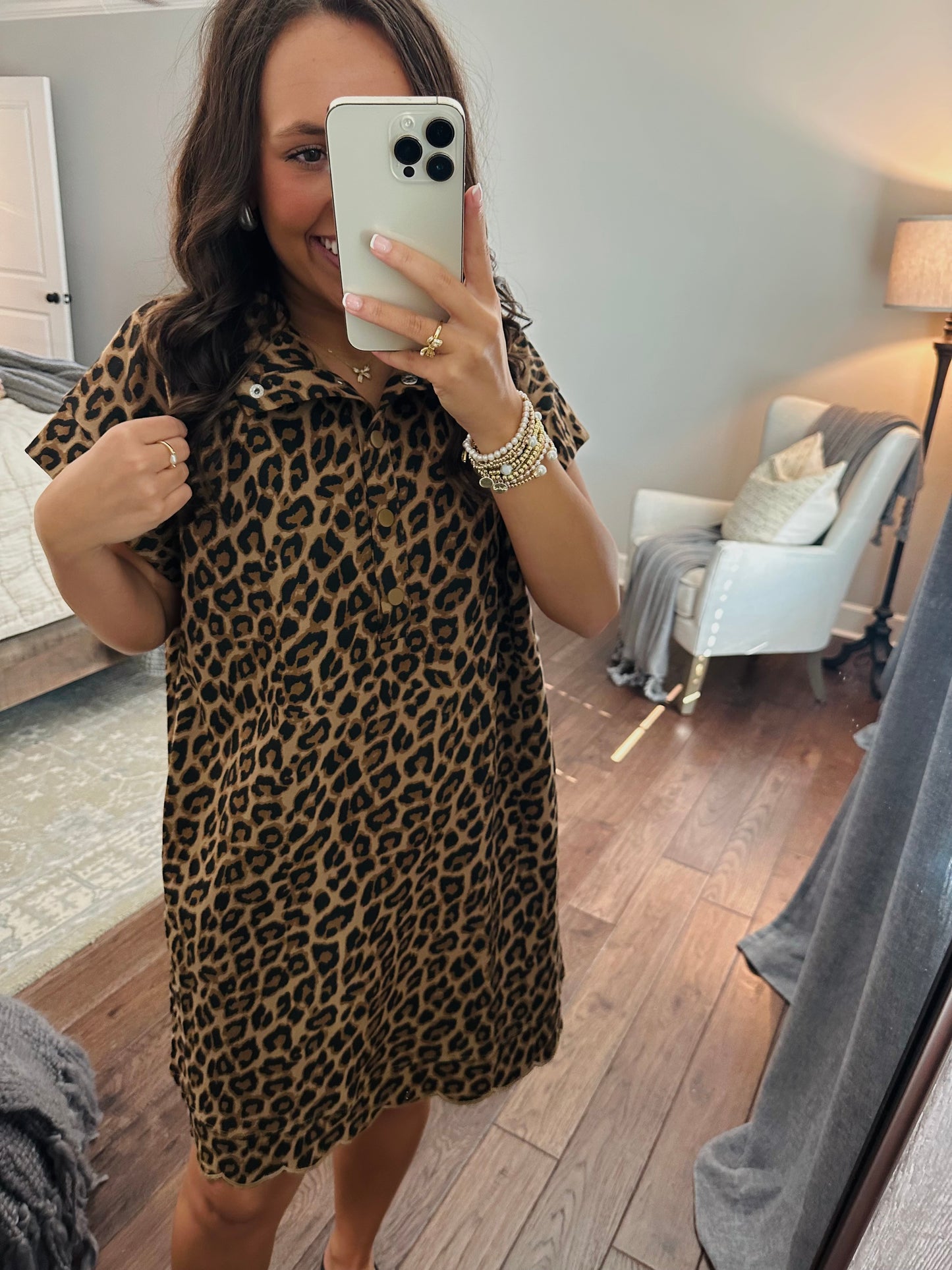 The Miah Leopard Scalloped Dress