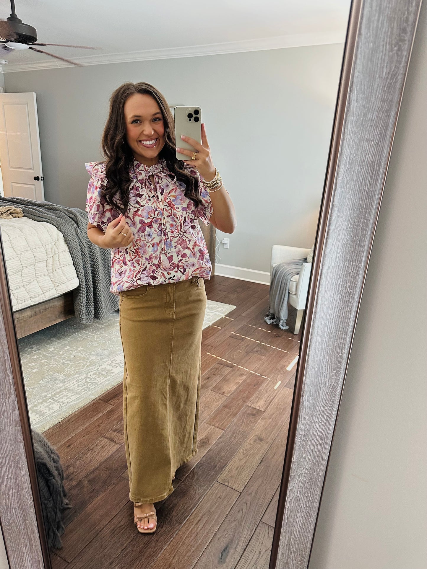 The Finley Floral Ruffle Sleeve Top