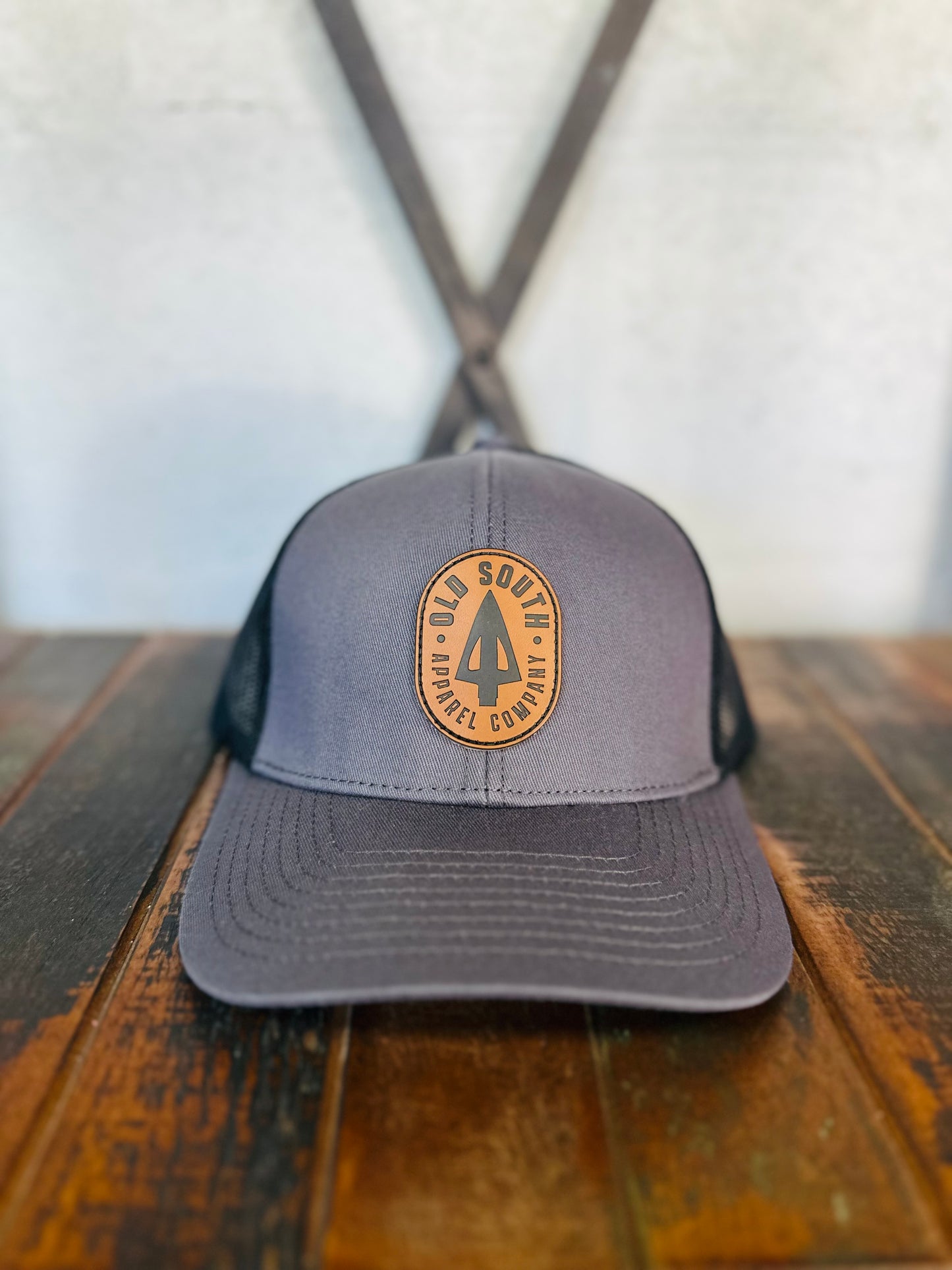 Arrow Patch Trucker Hat - Vintage Blue + Black