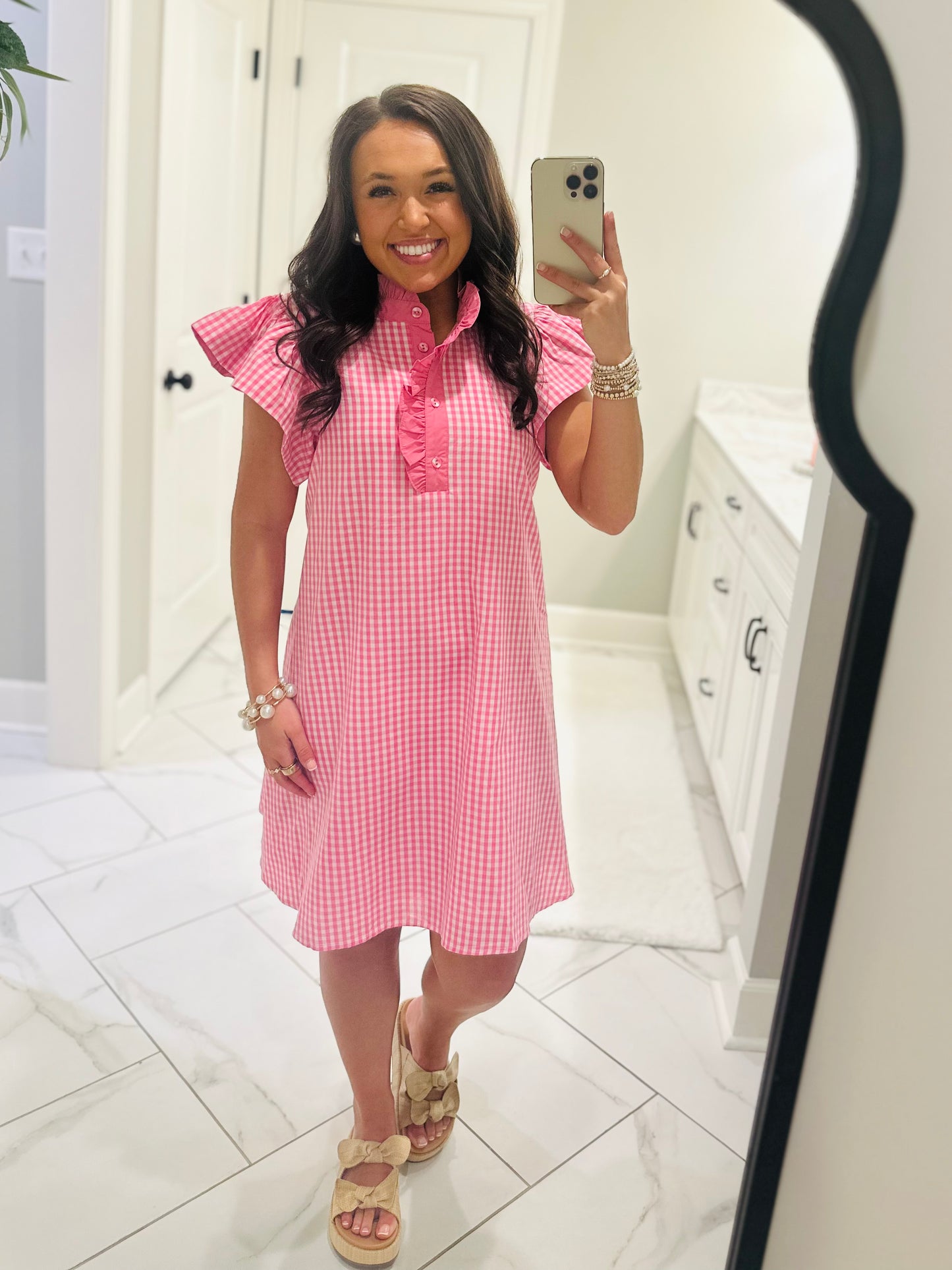 The Meg Pink Gingham Dress