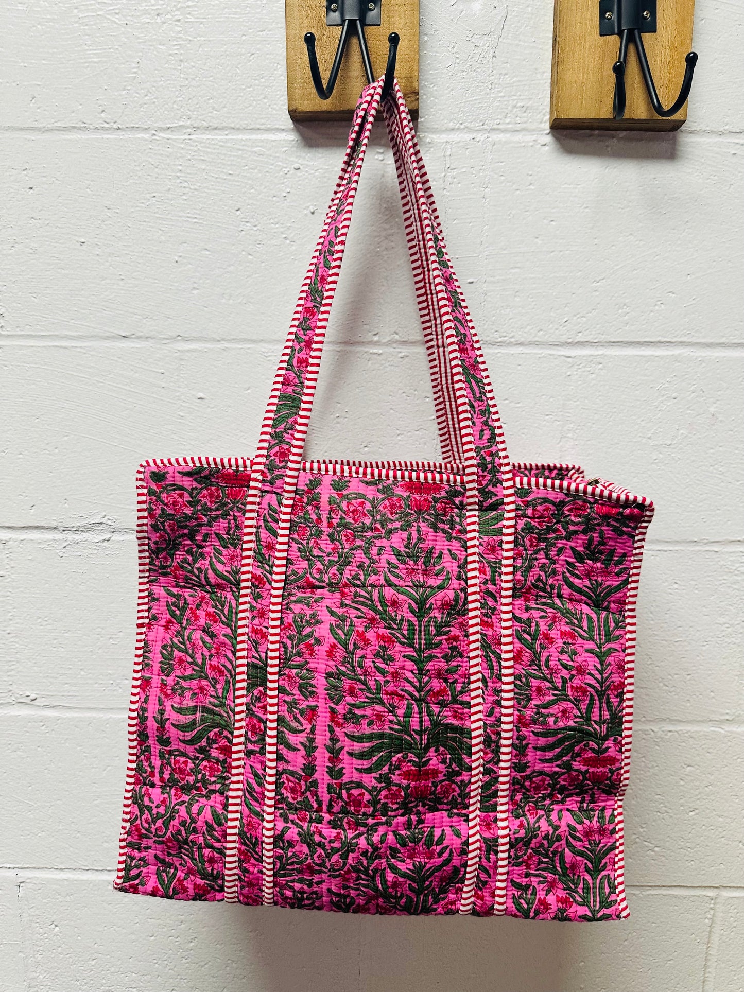 The Pink Florals Quilted Tote Bag