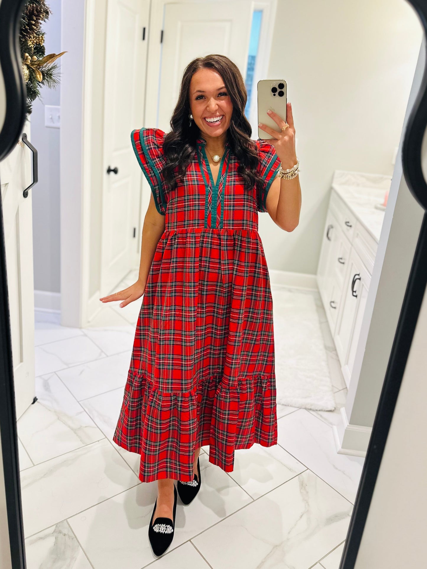 The Faith Holiday Plaid Midi Dress