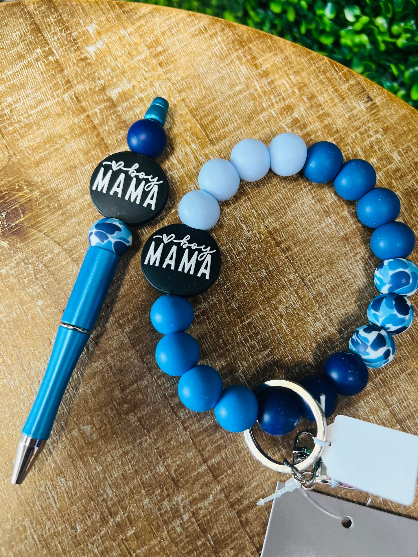 Boy Mama Beaded Keychain