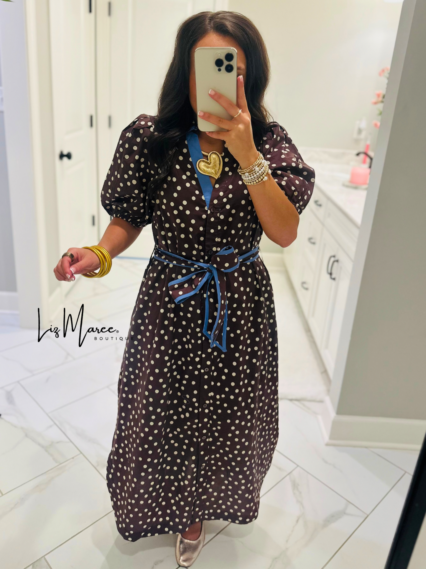 The Ashlee Brown Polka Dot Midi Dress