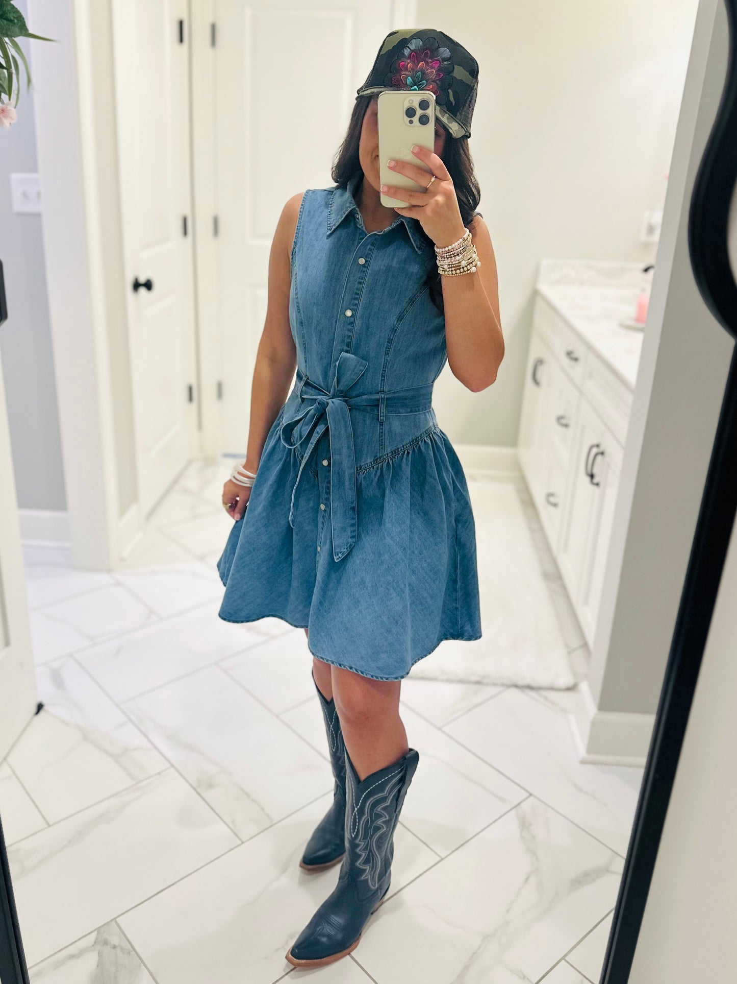 The Remi Denim Sash Belt Dress