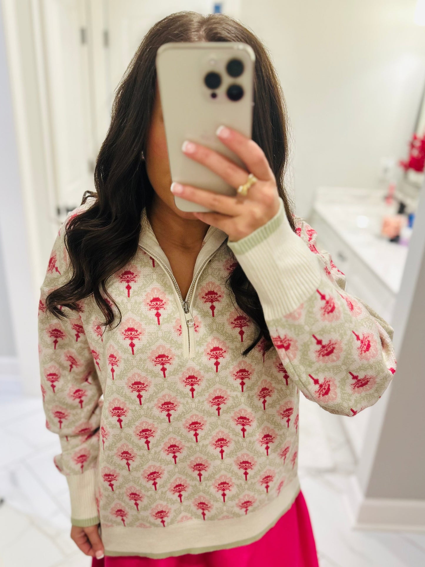 The Oakley Floral Half Zip Pullover