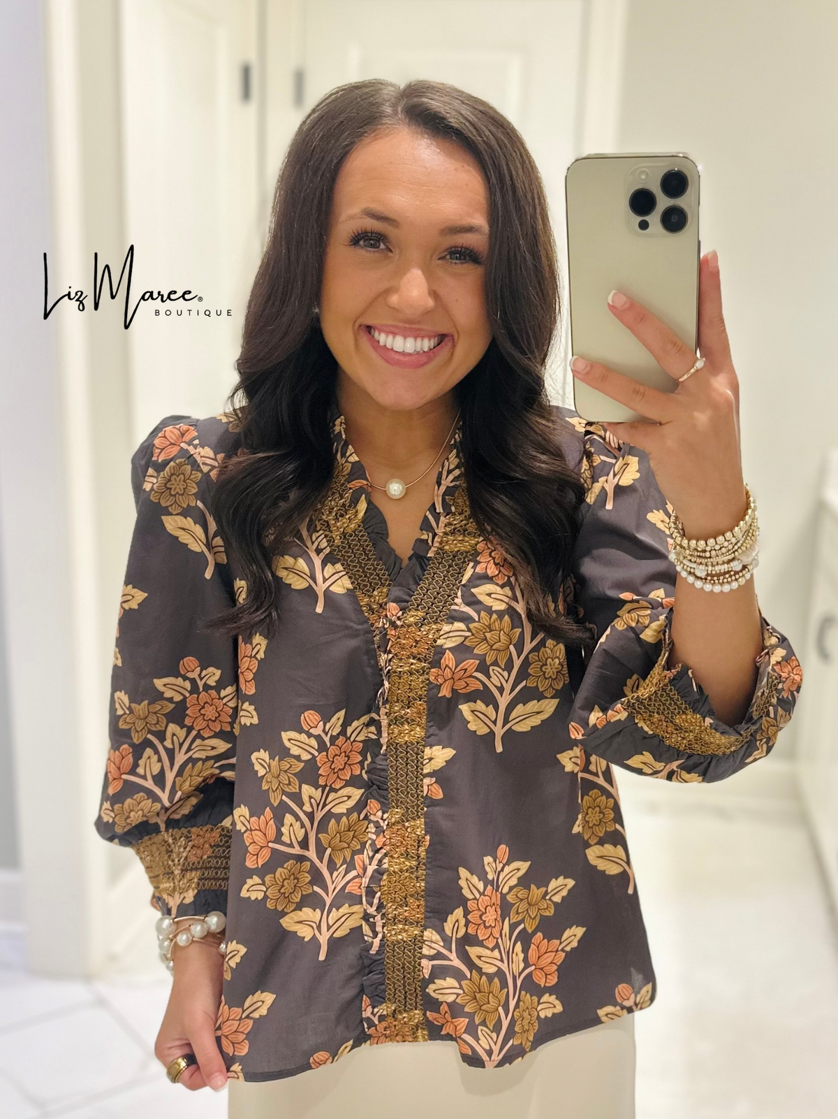 The Carrie Grey Floral Top