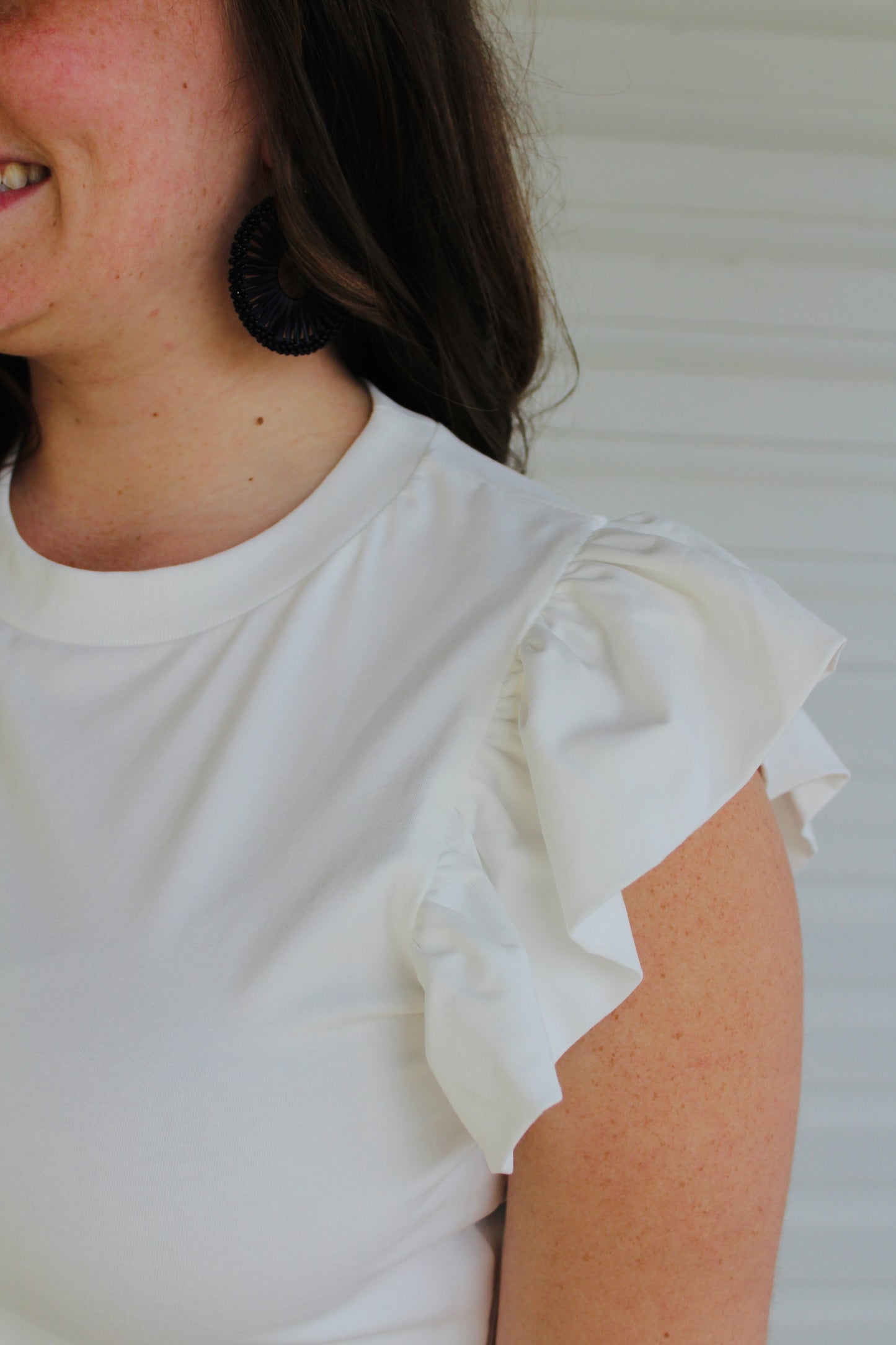 The Tillie White Ruffled Sleeve Top