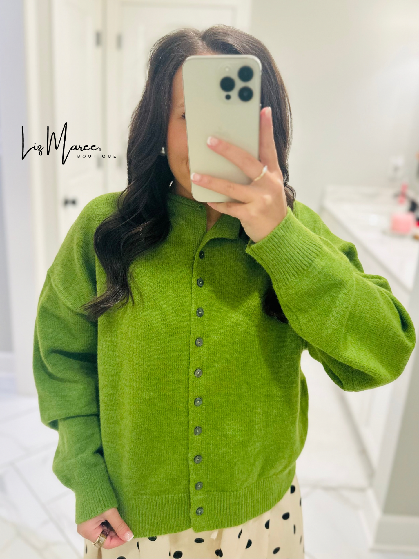 The Myra Pea Green Piper Cardigan