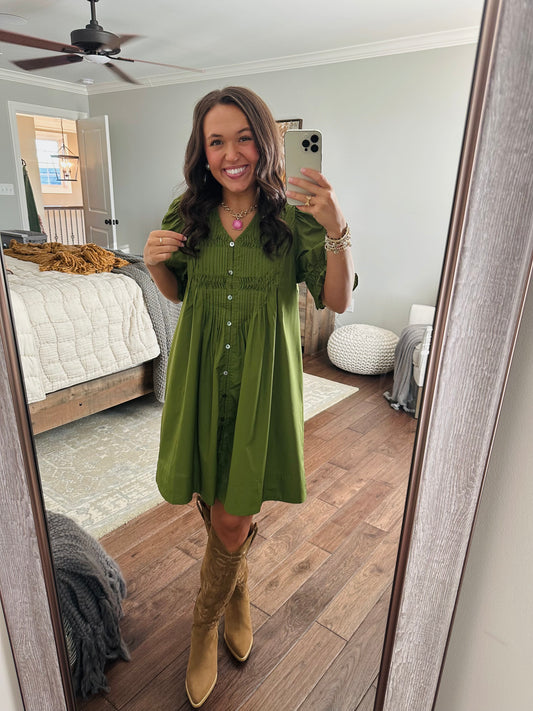 The Willow Olive Green Dress