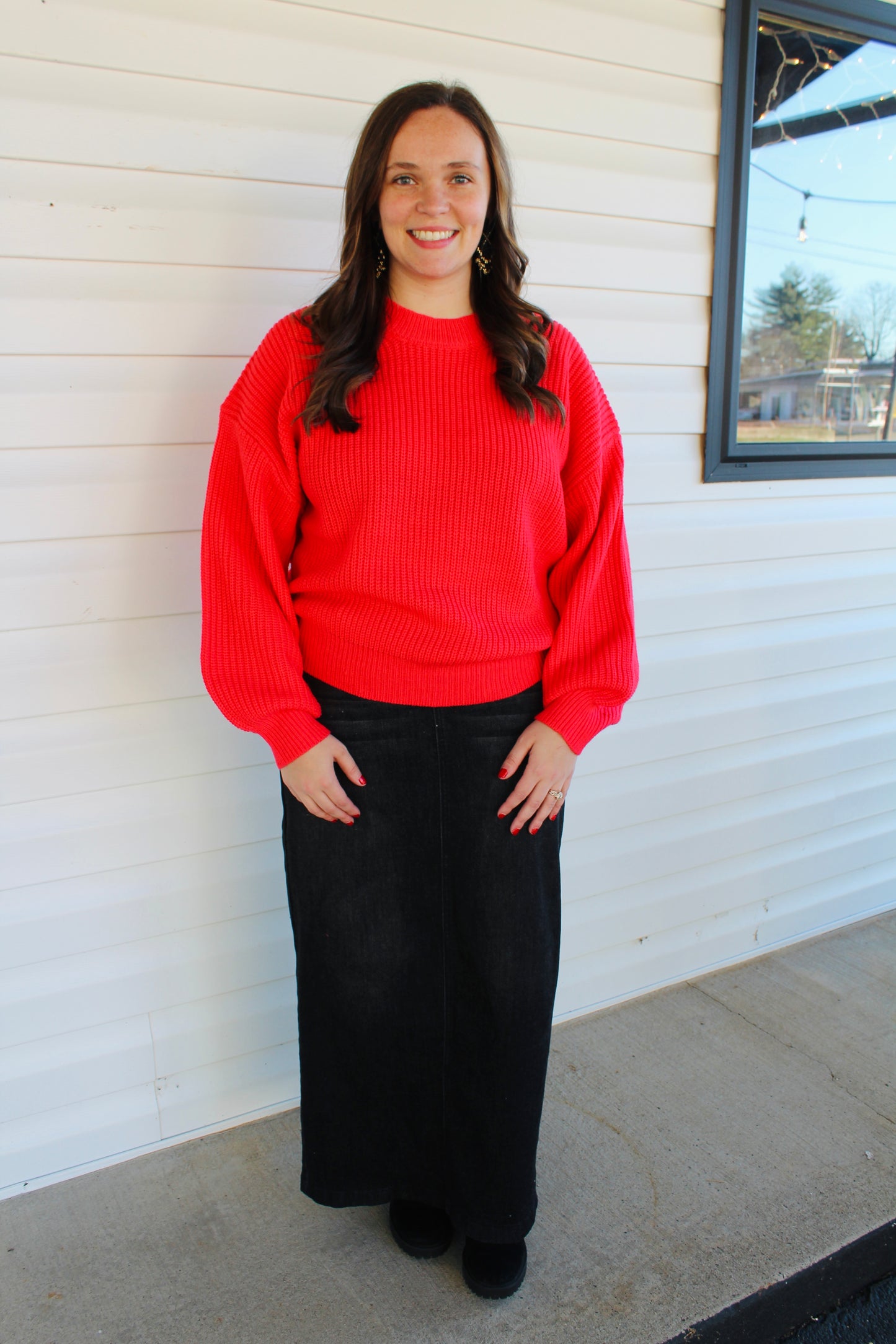 Red Cable Knit Sweater