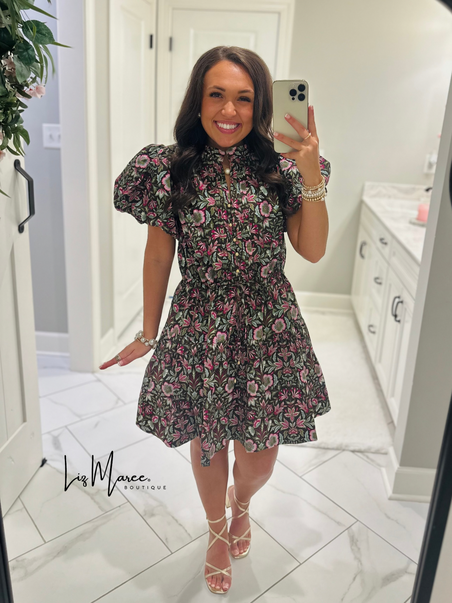 The Soph Brown Floral Puff Sleeve Dress
