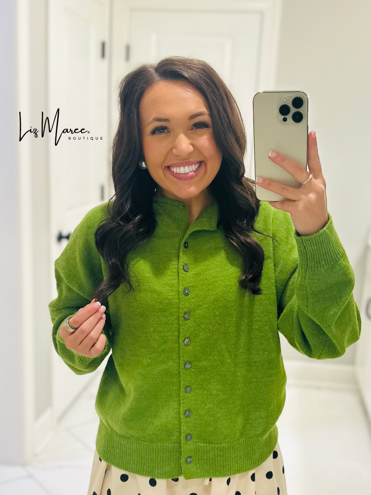 The Myra Pea Green Piper Cardigan