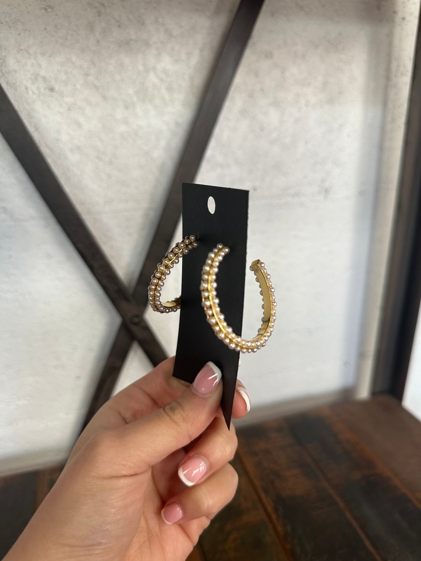 Gold & Pearl Delicate Hoop Earring