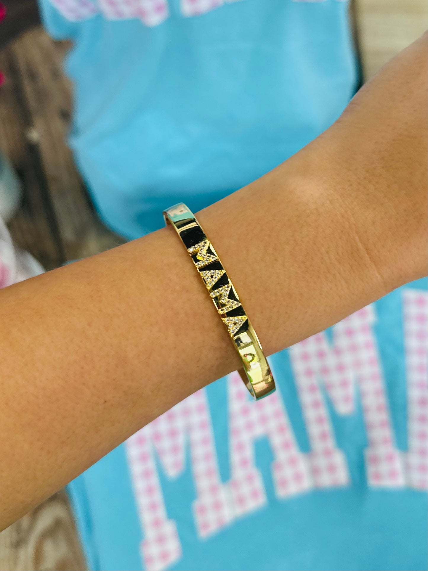 Gold Mama Open Bangle Bracelet