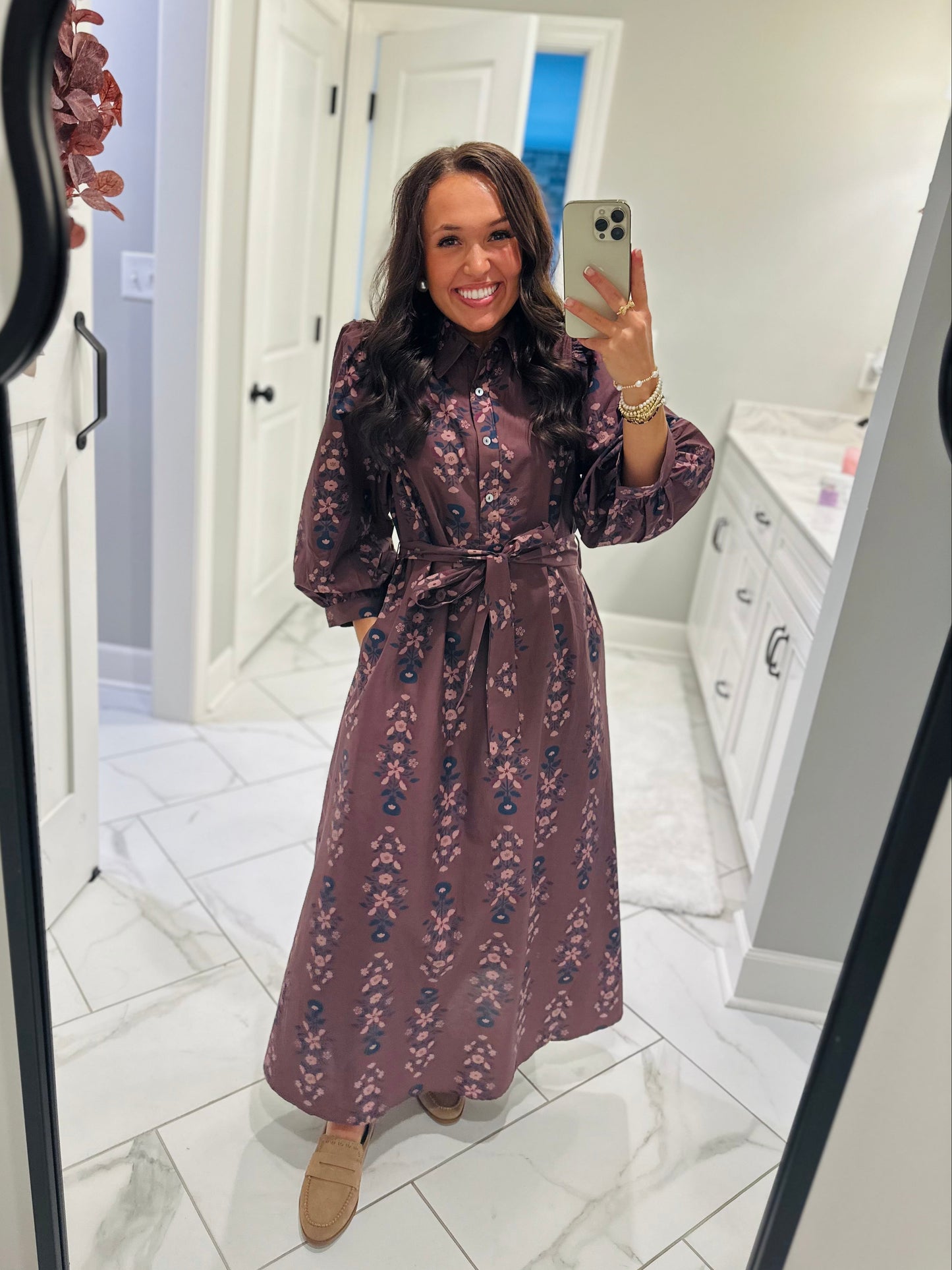 The Nina Brown Floral Maxi Dress