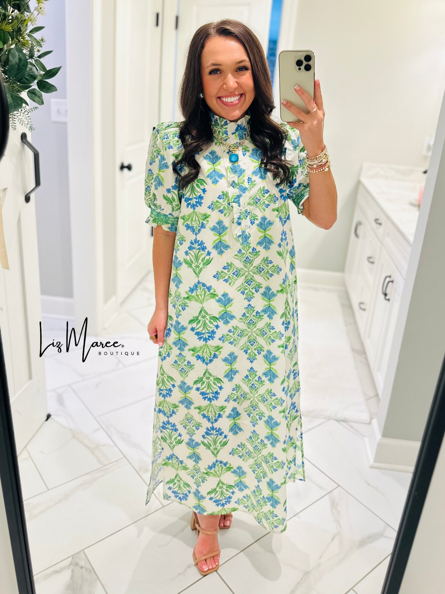 The Lana Blue + Green Botanical Maxi Dress