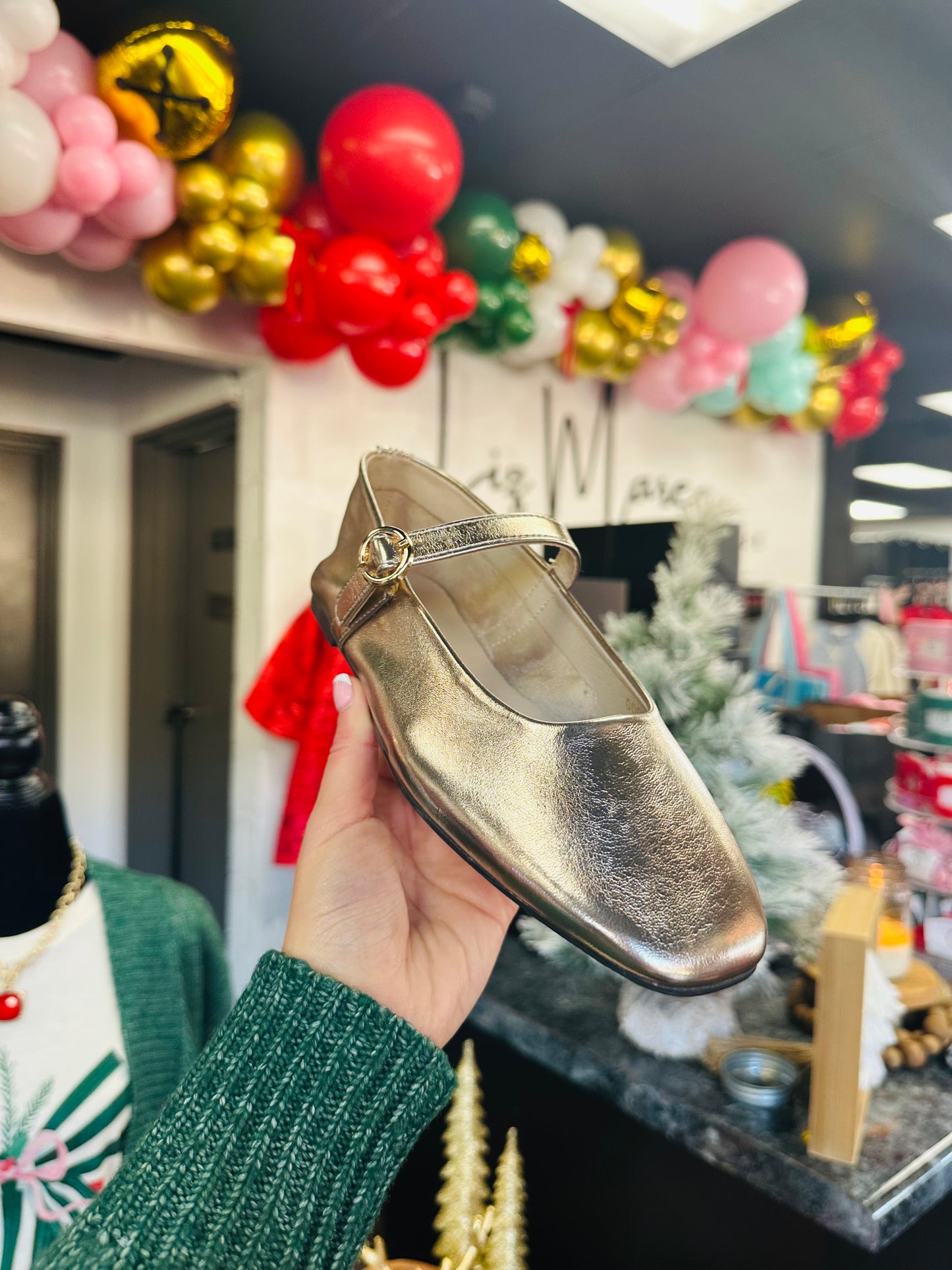 The Annabelle Gold Mary Jane Flat