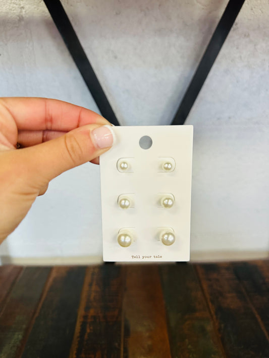 Classic Pearl Stud Earring Set - Dainty