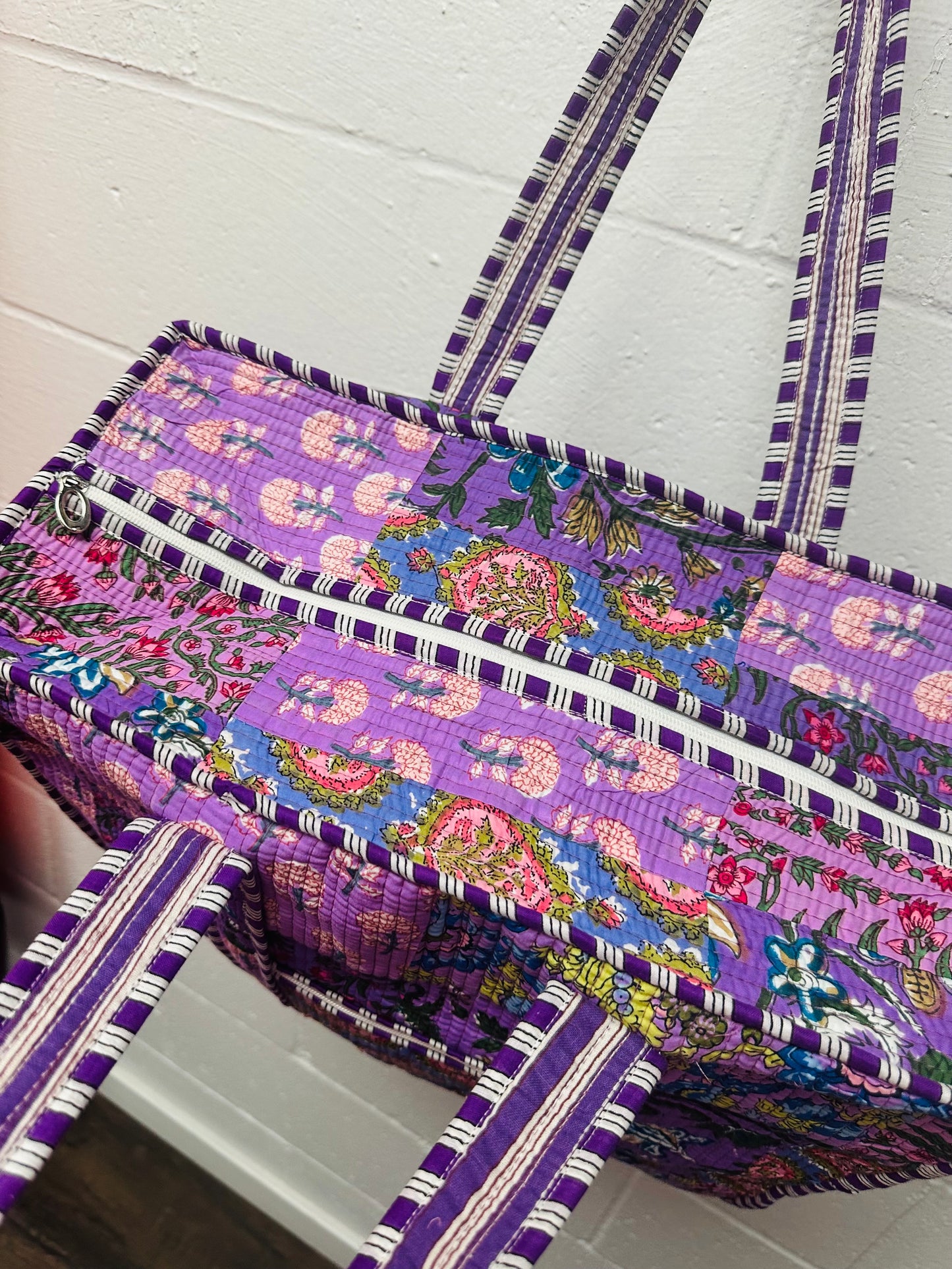 The Purple Multicolor Patchwork Quilted Tote Bag