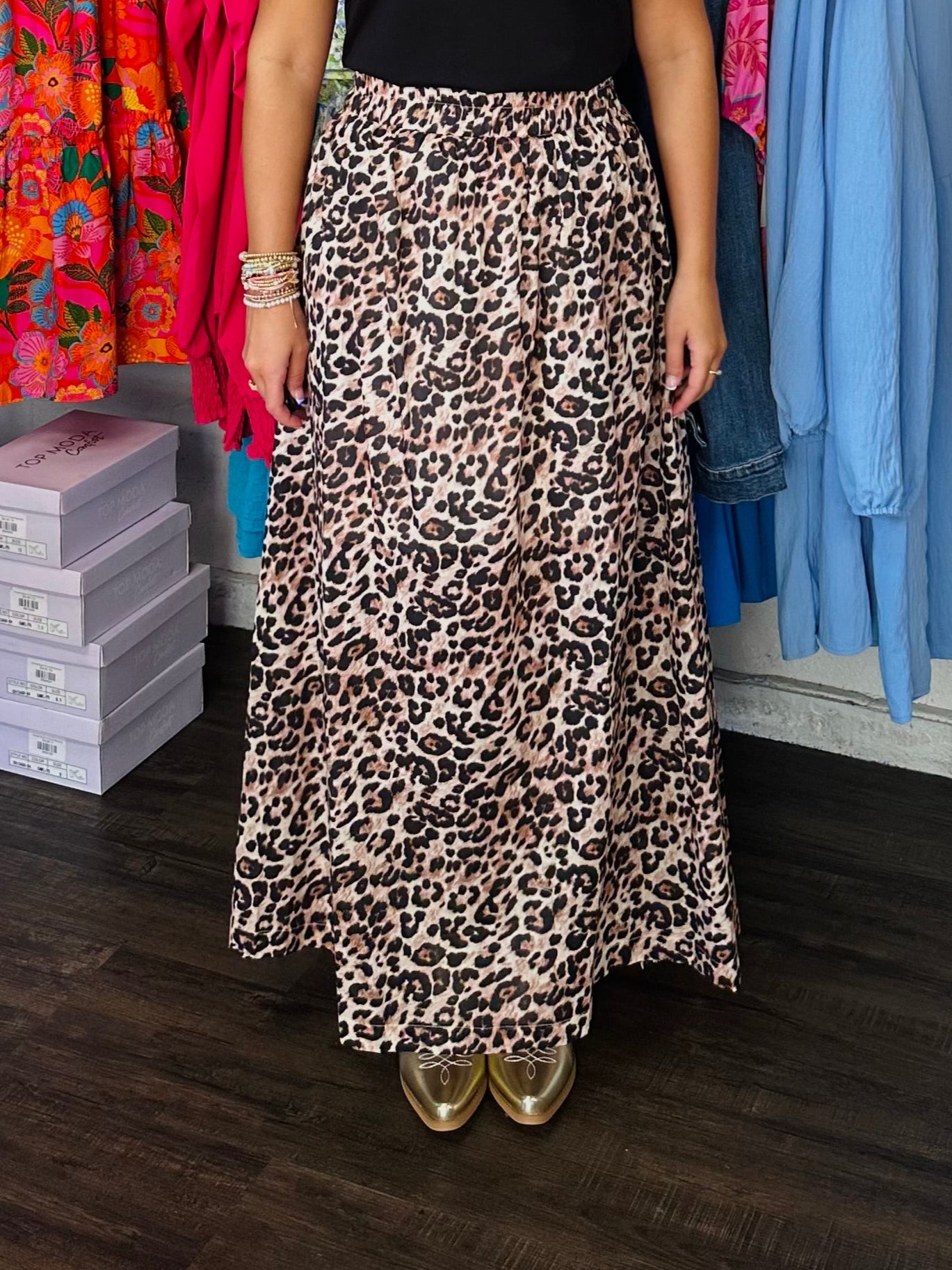 The Amber Leopard Print Midi Skirt
