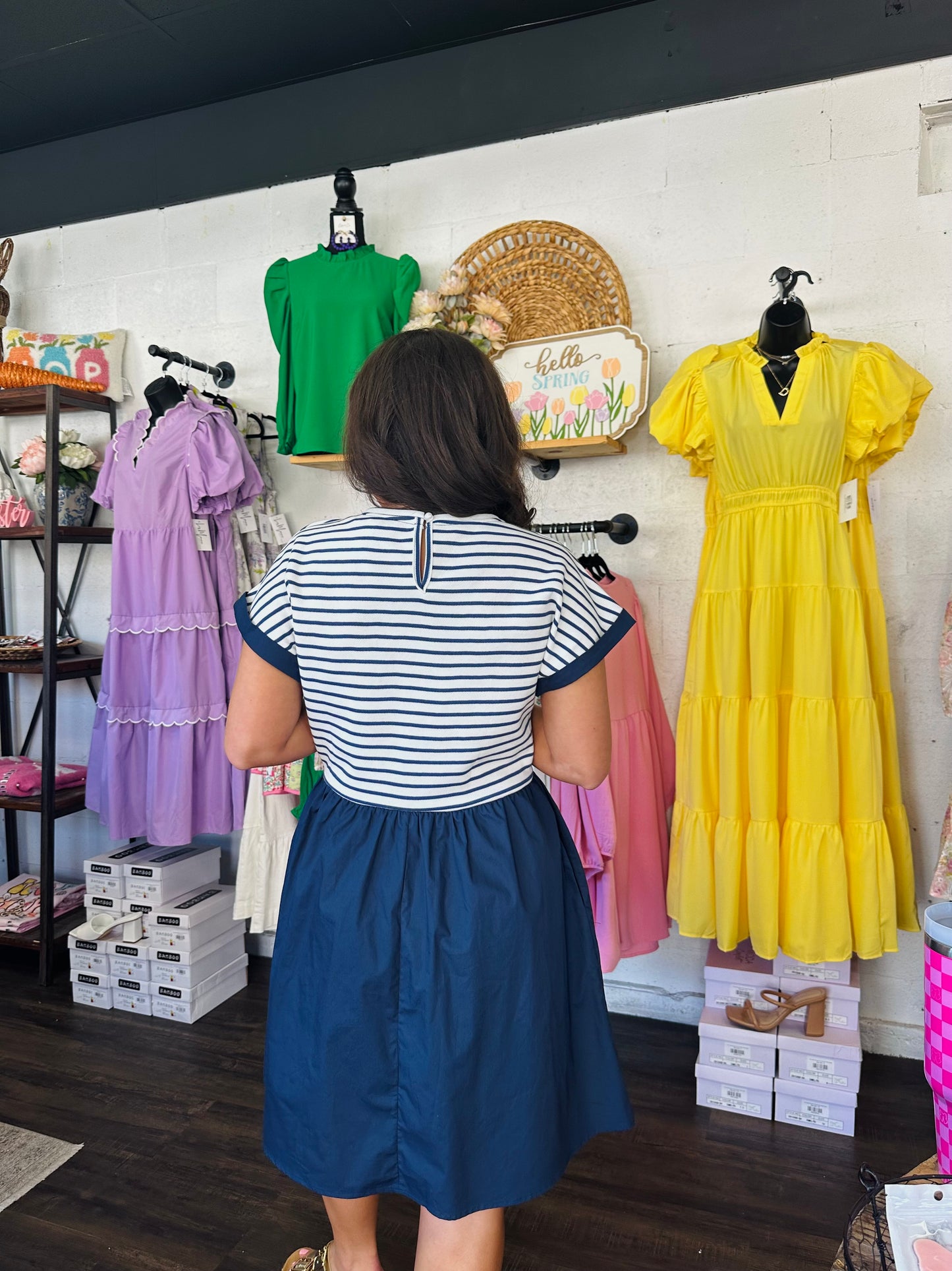 The Harbor Navy Blue Striped Dress