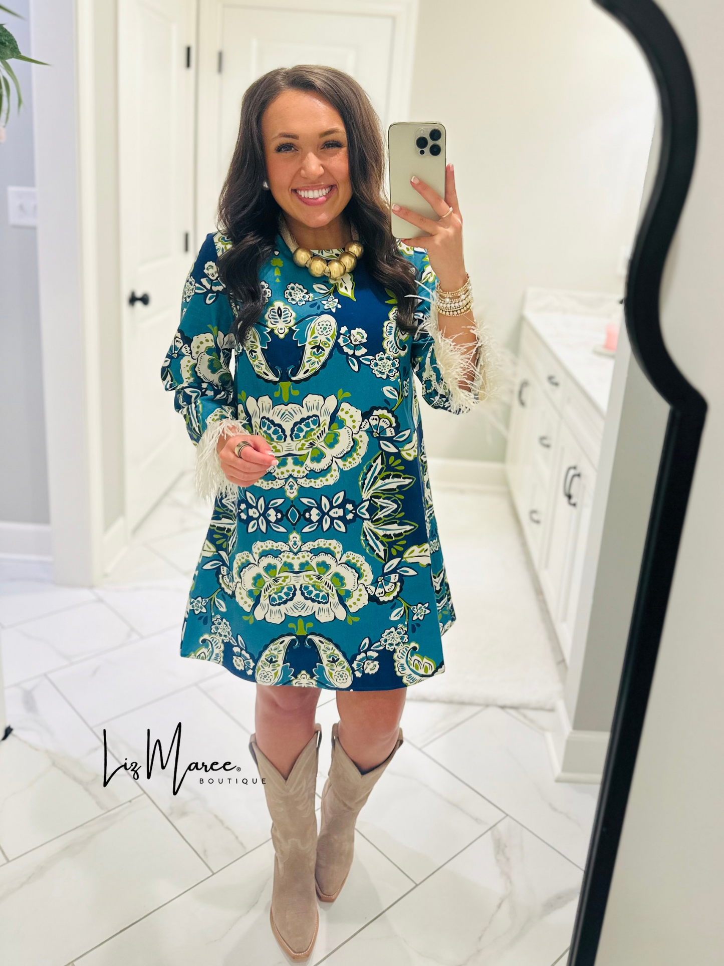 The Avery Blue Floral + Paisley Dress