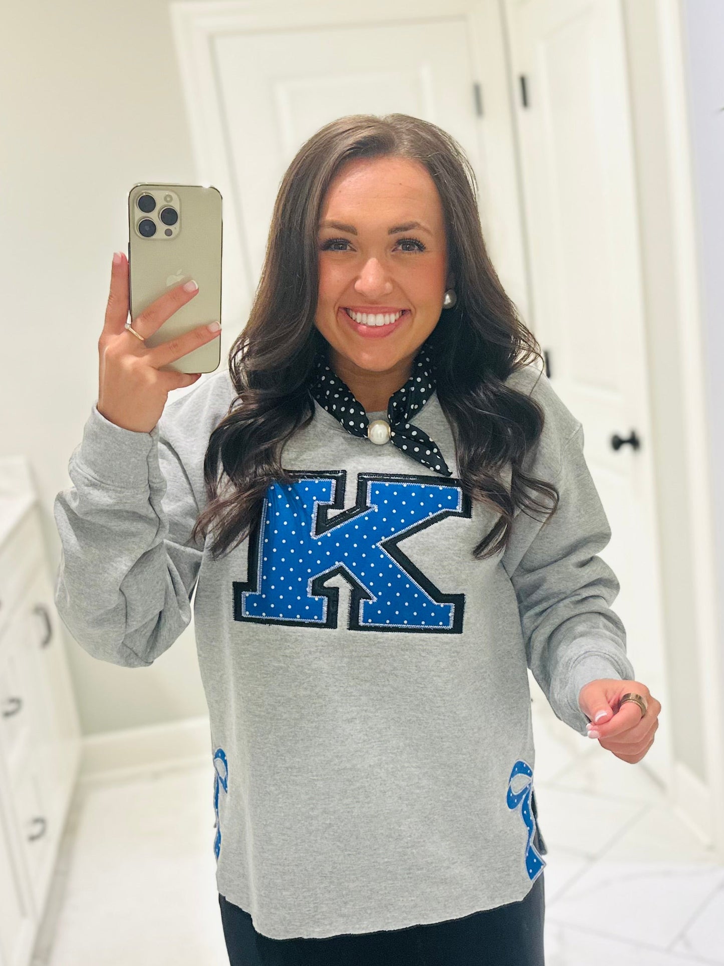 The Kentucky Polka Dot Embroidered Bow Side Sweatshirt