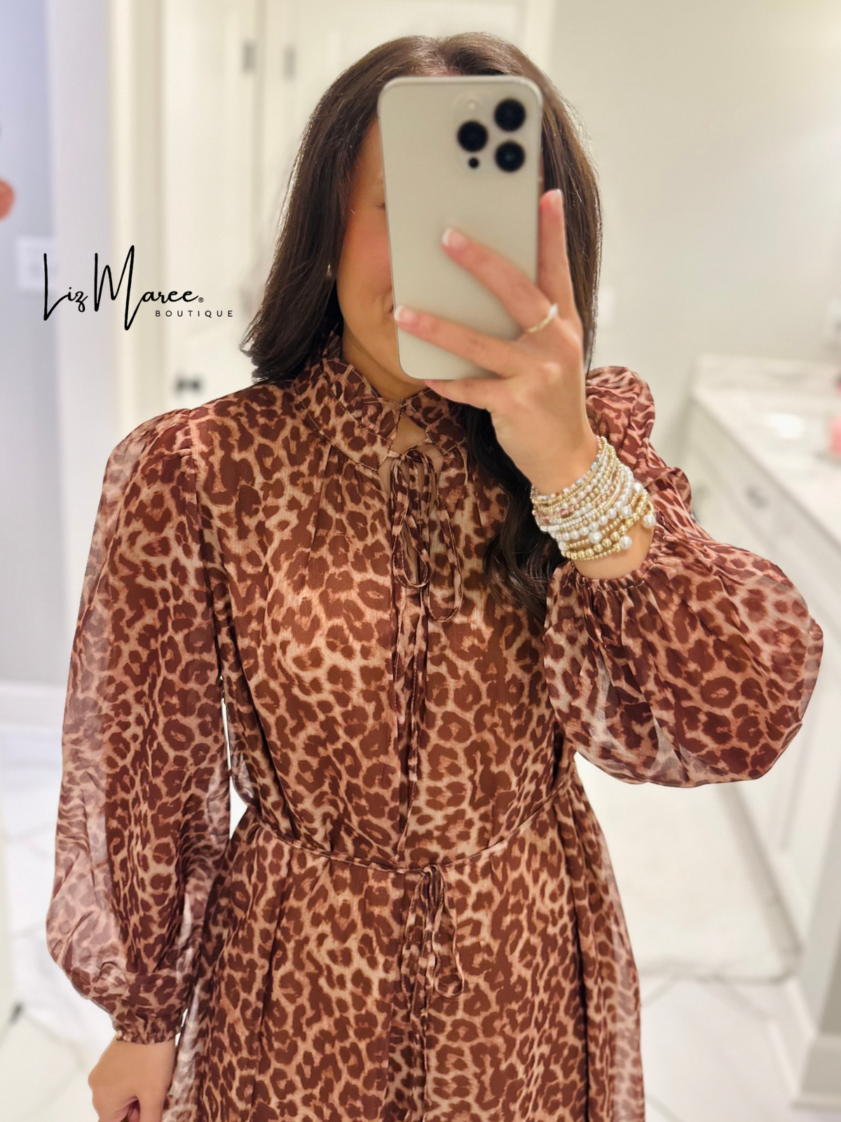 The Maple Rust Leopard Tiered Midi Dress