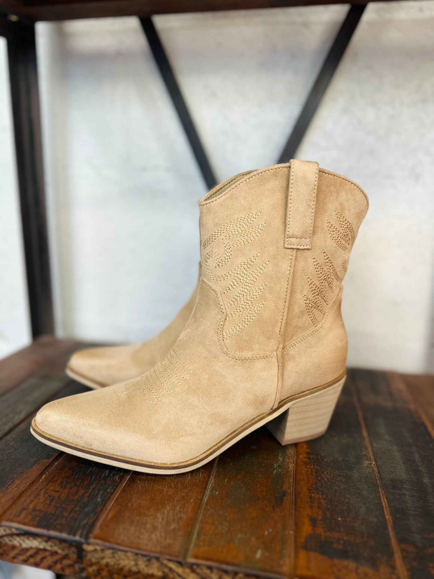 The Casey Apricot Western Bootie