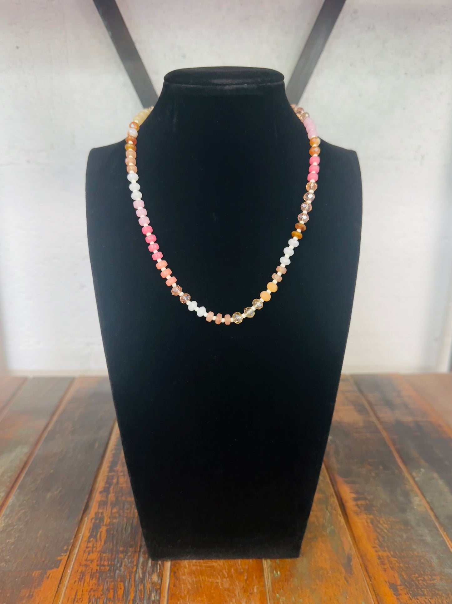 Pink Multi Rondelle Bead Necklace