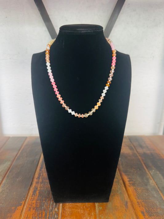 Pink Multi Rondelle Bead Necklace