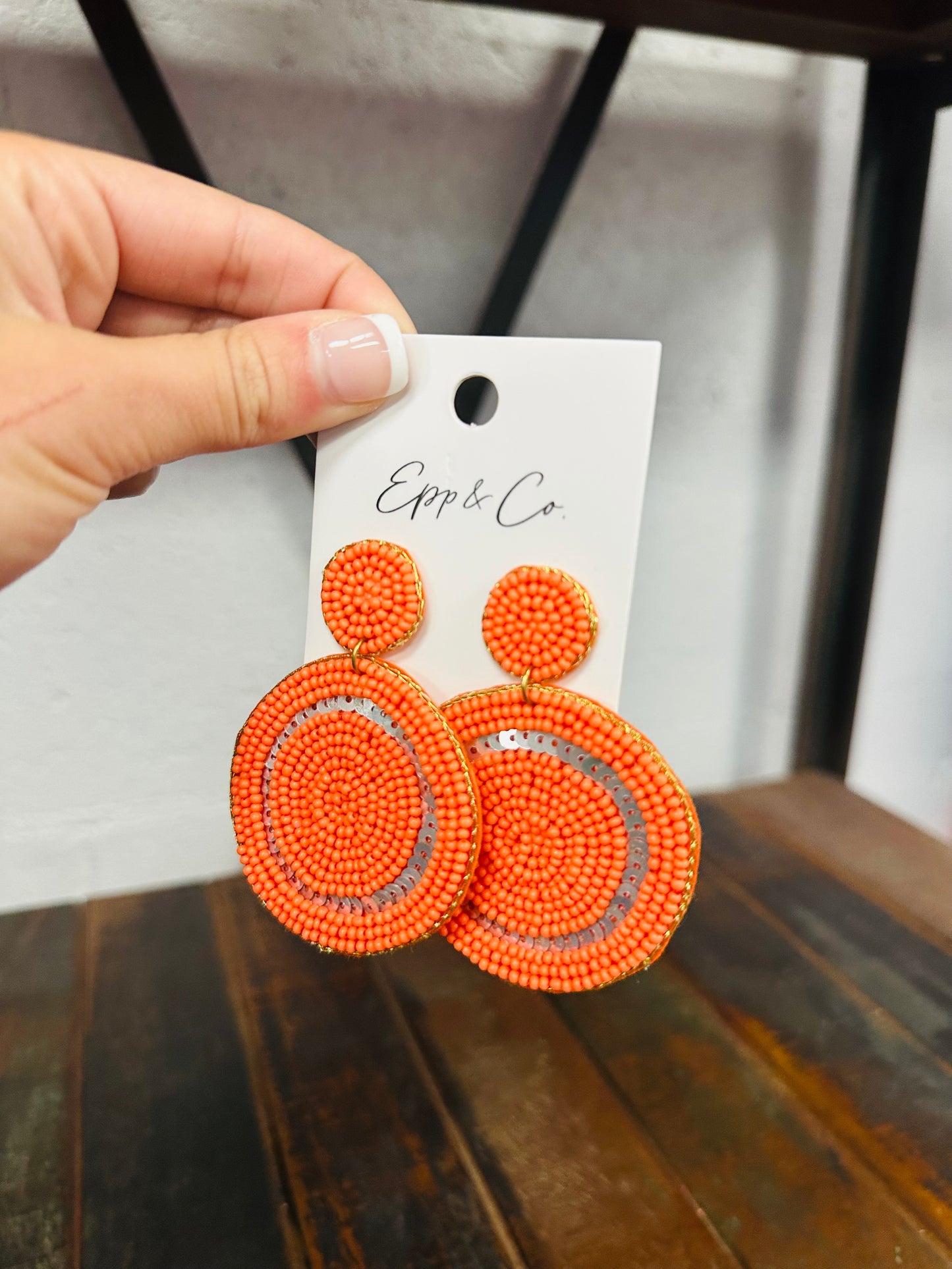 Orange Disc Drop Earring