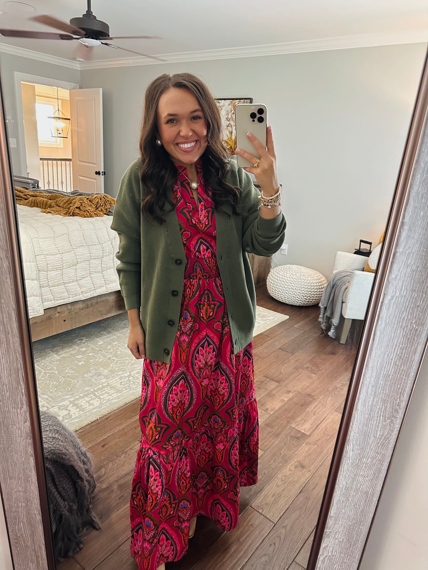 The Azura Berry Pink Floral Poplin Maxi Dress