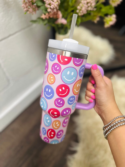 Rainbow Smiley 40oz Tumbler