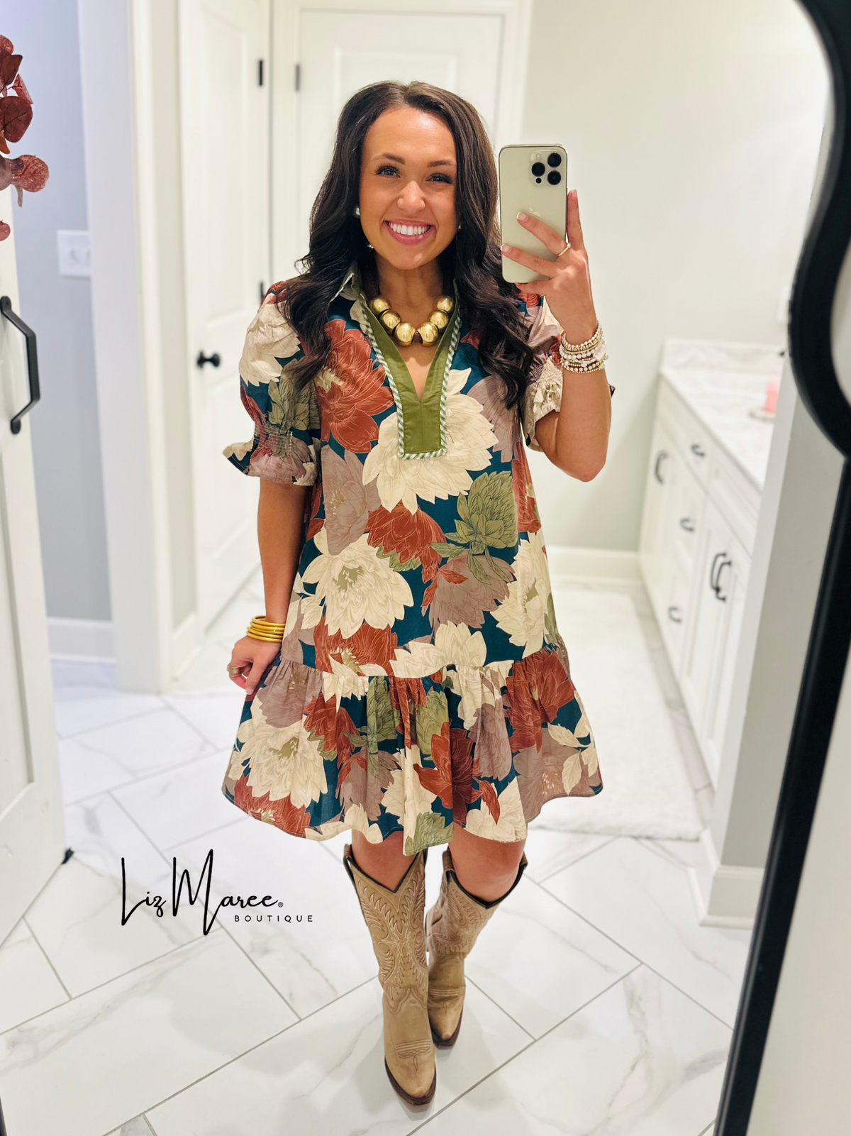 The Willow Teal Green Floral Dress