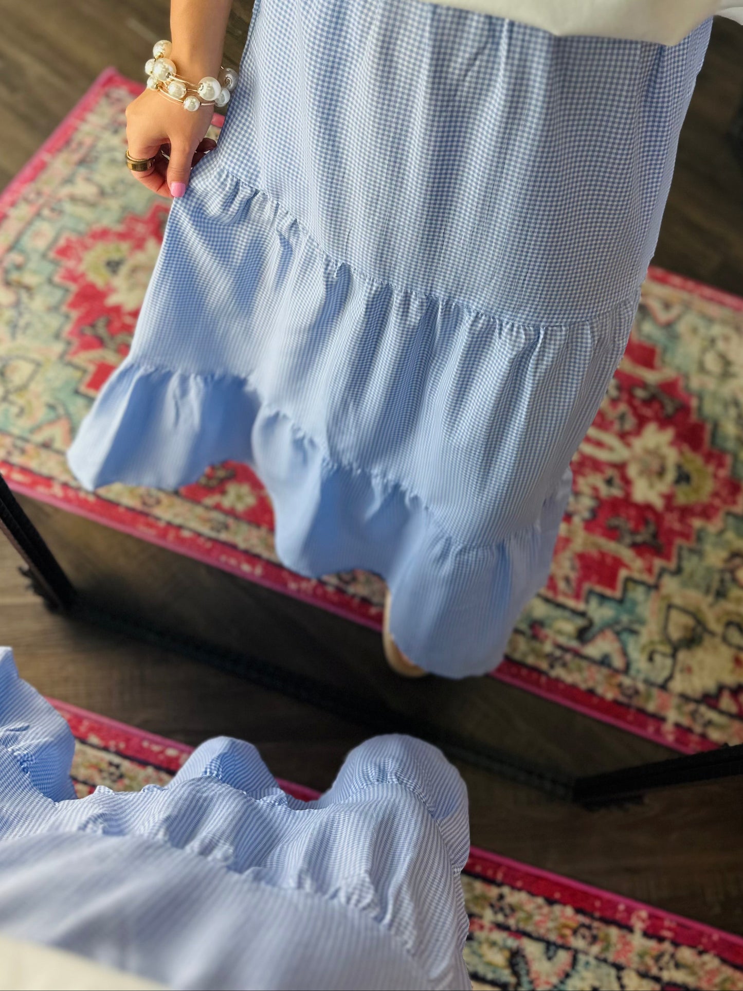 The Baby Blue Gingham Maxi Skirt