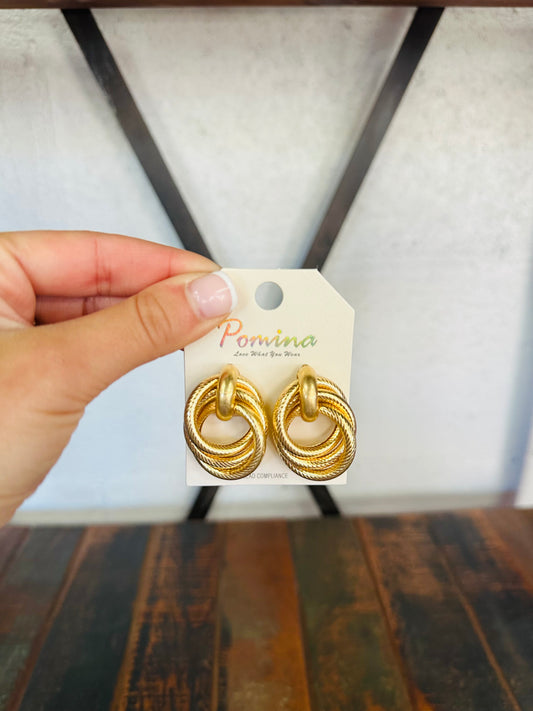 Gold Twist Double Hoop Earring
