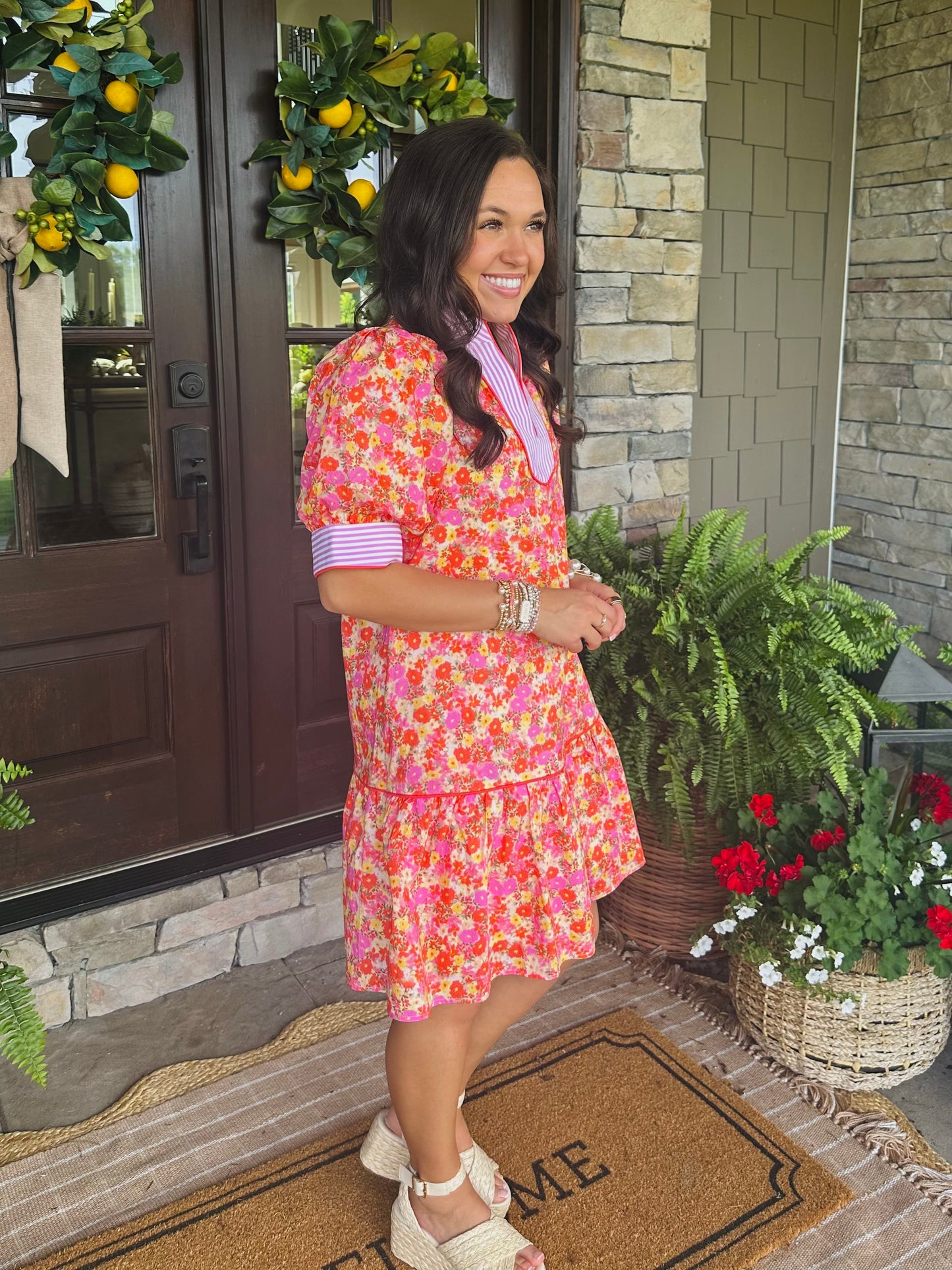 The Maree Pink + Orange Floral Dress