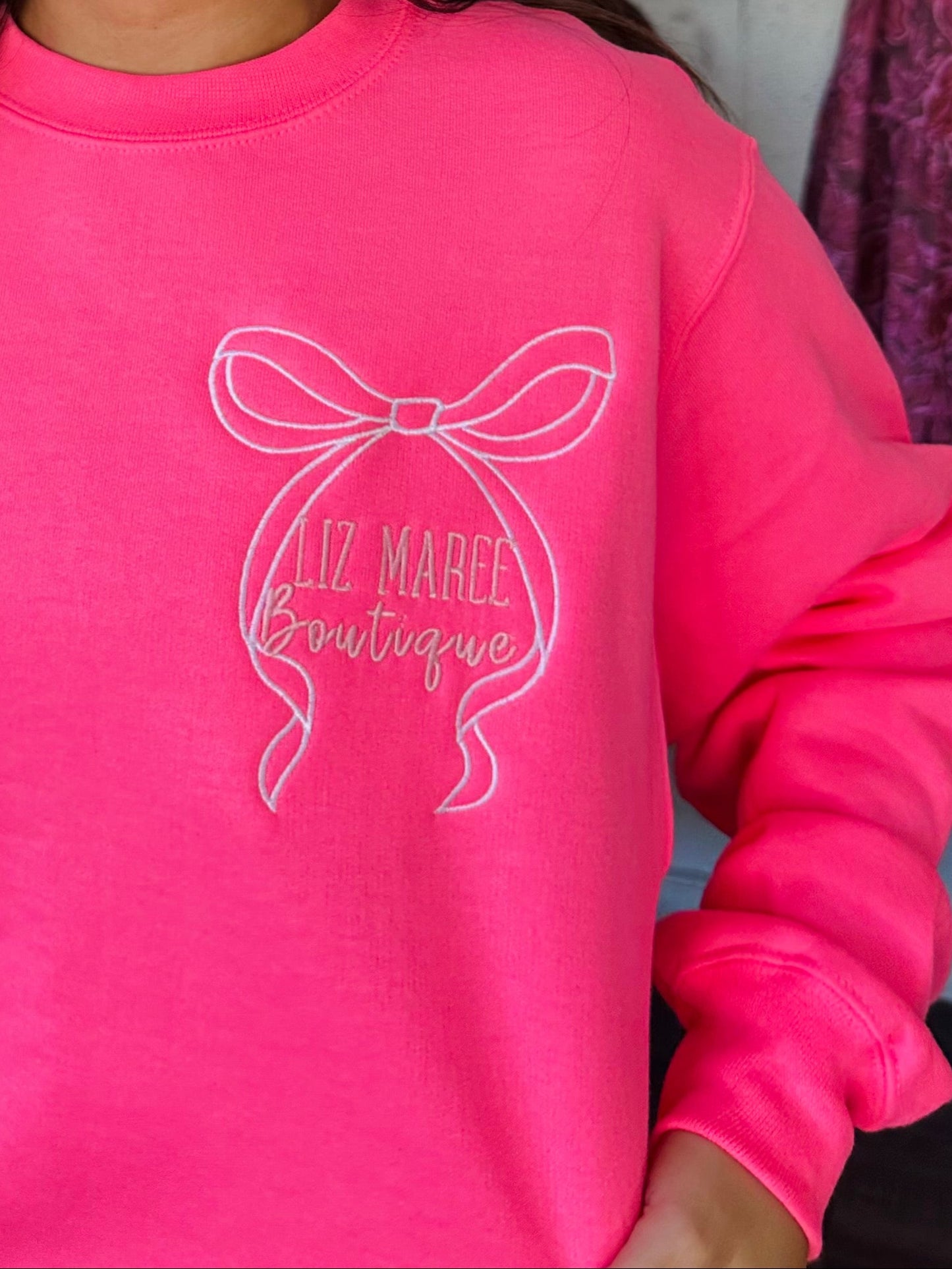 The Liz Maree Boutique Neon Pink Embroidered Sweatshirt